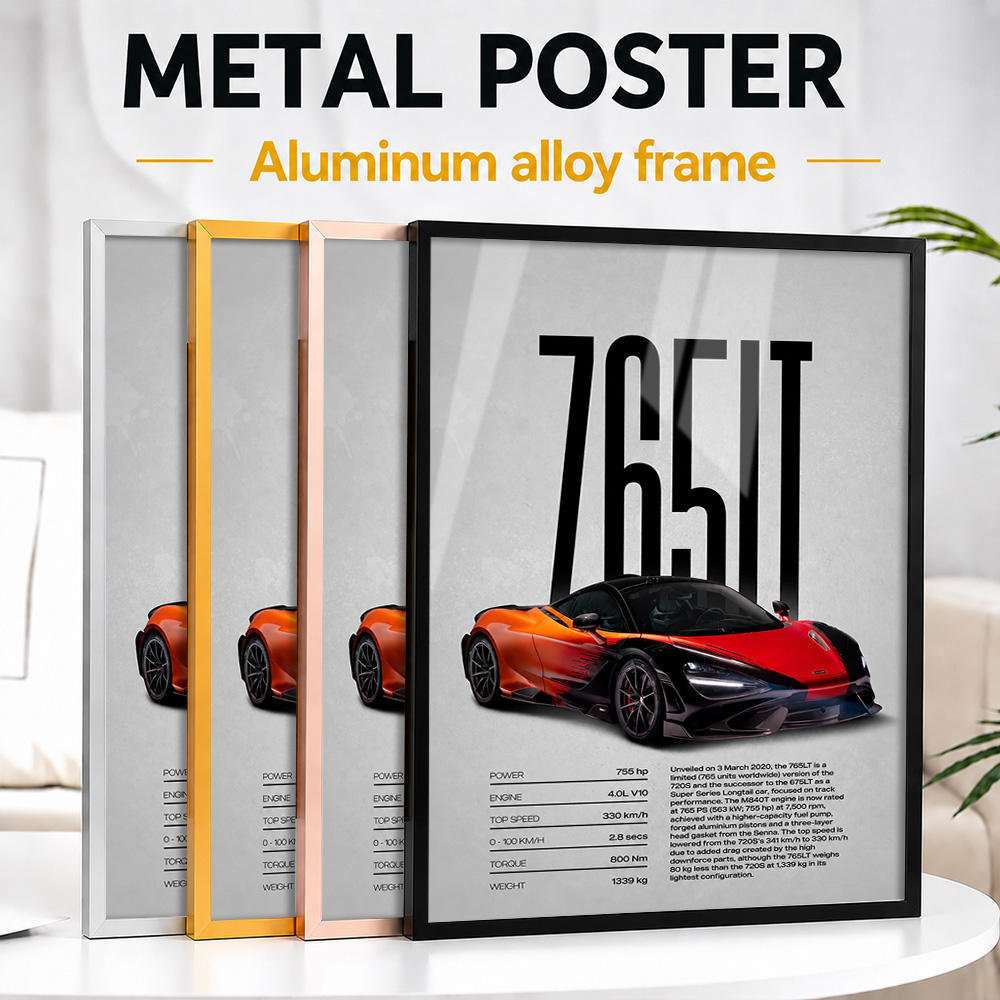 Car Mirror - Affiche Métallique Encadrée pour Voiture 765LT